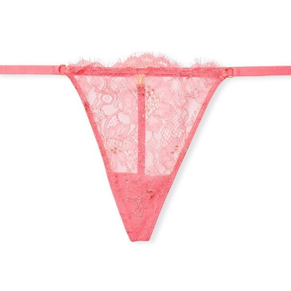Victoria's Secret Love V-String Very Sexy Thong Panty Lace Mesh Underwear XS